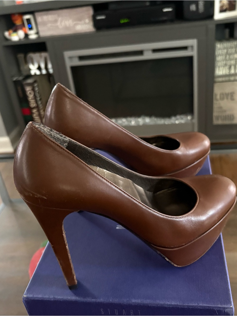 Stuart Weitzman Brown Leather Platform Stiletto Pumps